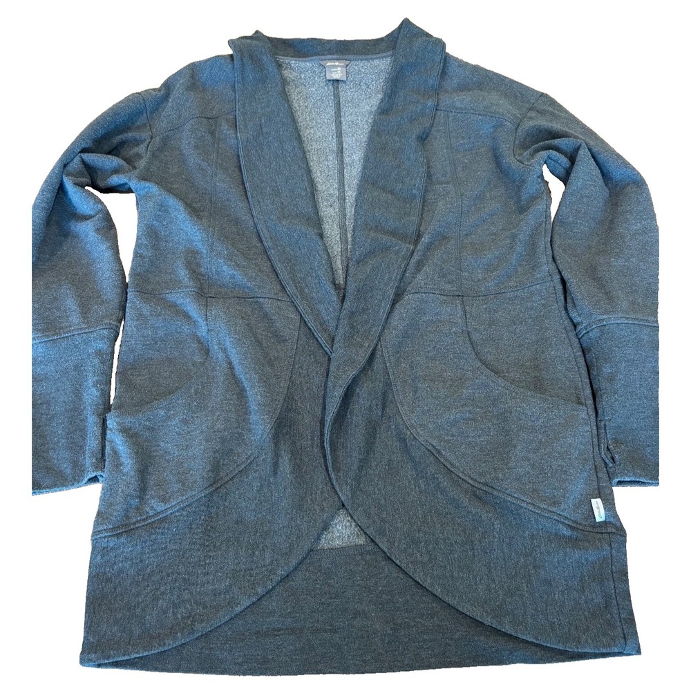 Eddie Bauer womens camp fleece wrap cardigan sweater grey women's size Medium